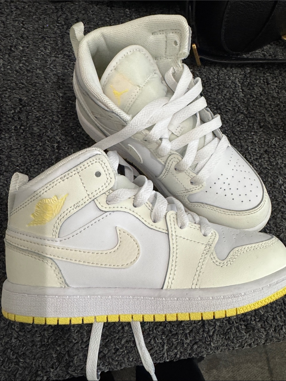 Kids White and Yellow High-Top Sneakers
